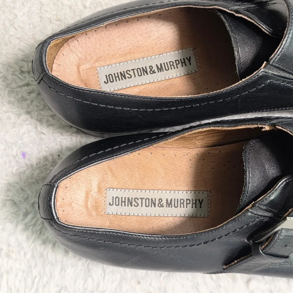 Johnston & Murphy Single Monk Strap Black Leather Dress Shoes Mens 11M Excellent